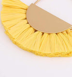 Fan Tassel Earrings Crystal Beaded Fringe Dangle Earrings