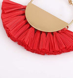 Fan Tassel Earrings Crystal Beaded Fringe Dangle Earrings